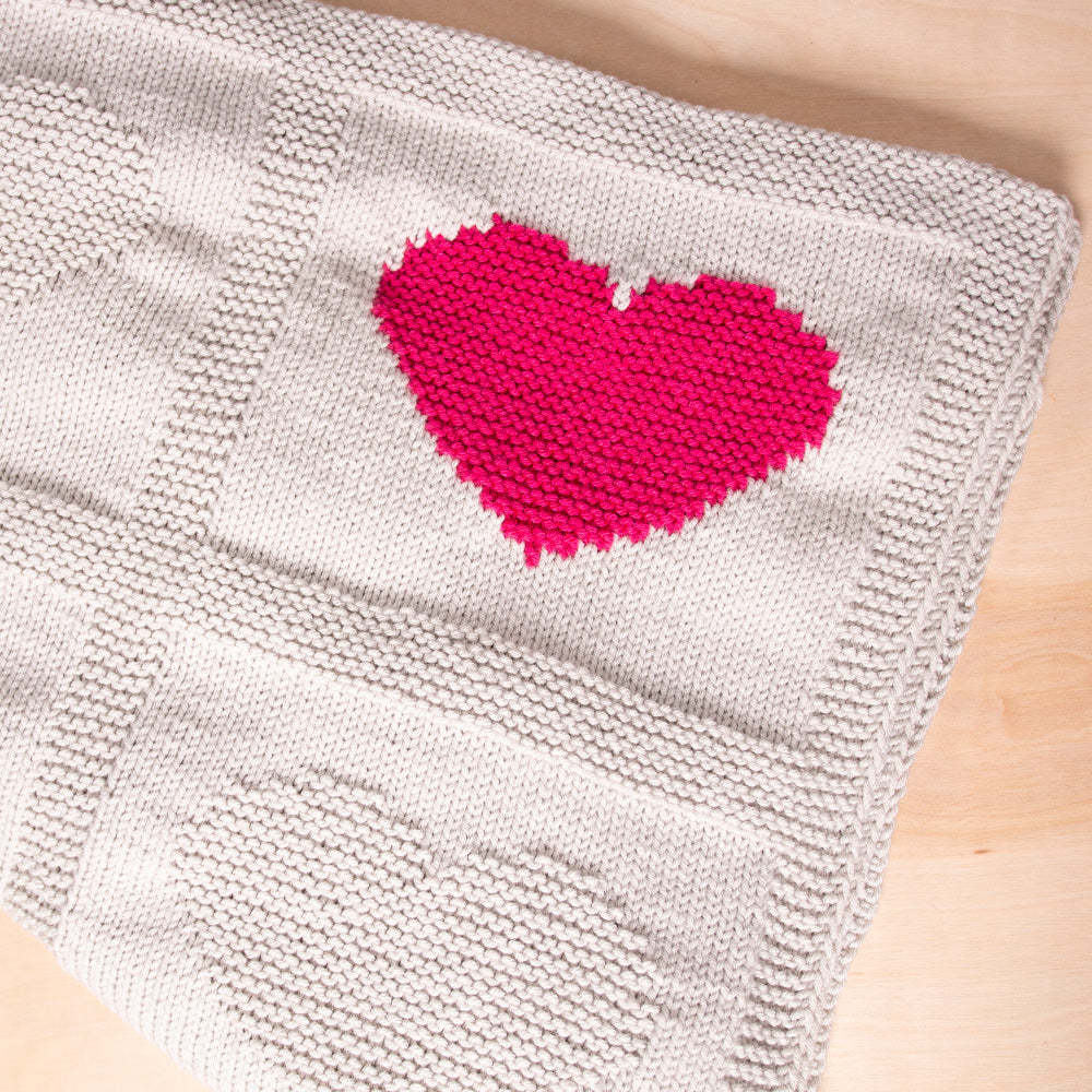 Heart baby blanket online knitting pattern