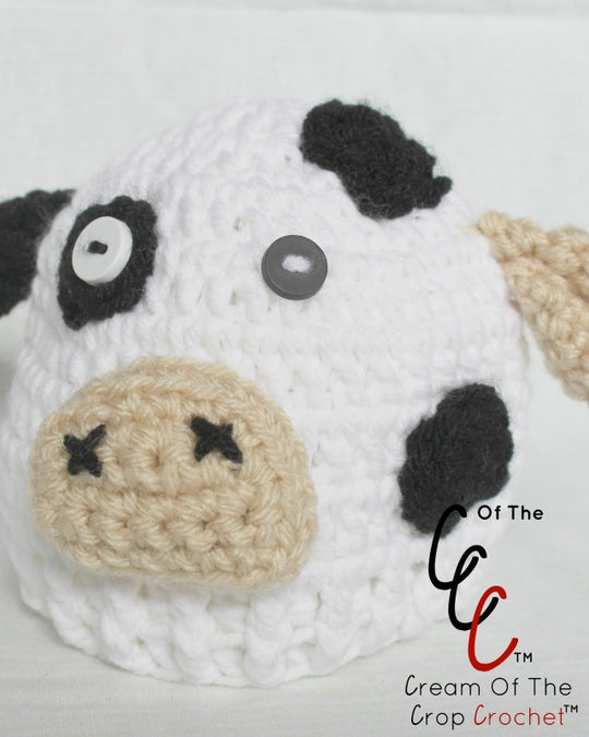 Preemie Newborn Cow Hat Crochet Pattern