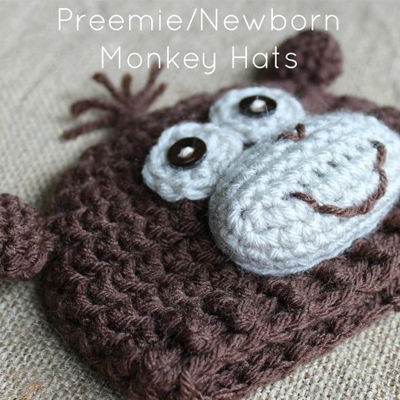Preemie Newborn Monkey Hat Crochet Pattern