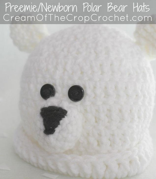 Preemie Newborn Polar Bear Hat Crochet Pattern