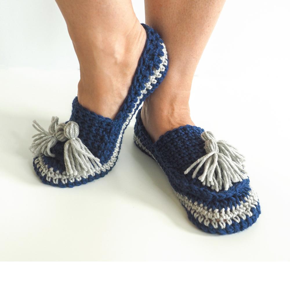 Tassel Slip On Slippers Crochet Pattern