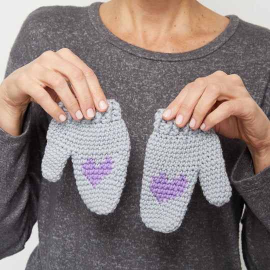 Kids Heart Mittens Crochet Pattern