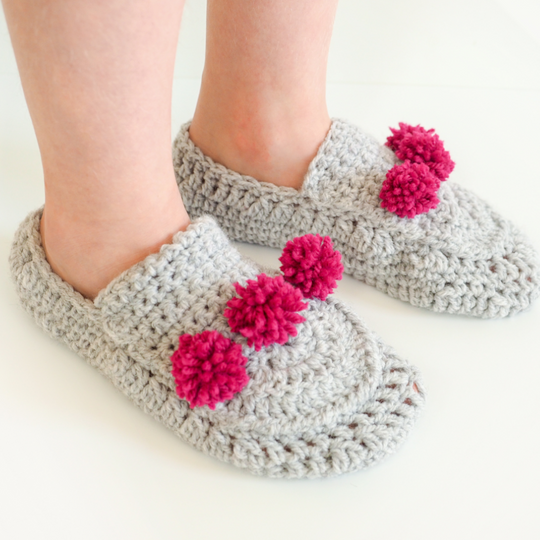 Mini Pom Pom Slippers Crochet Pattern