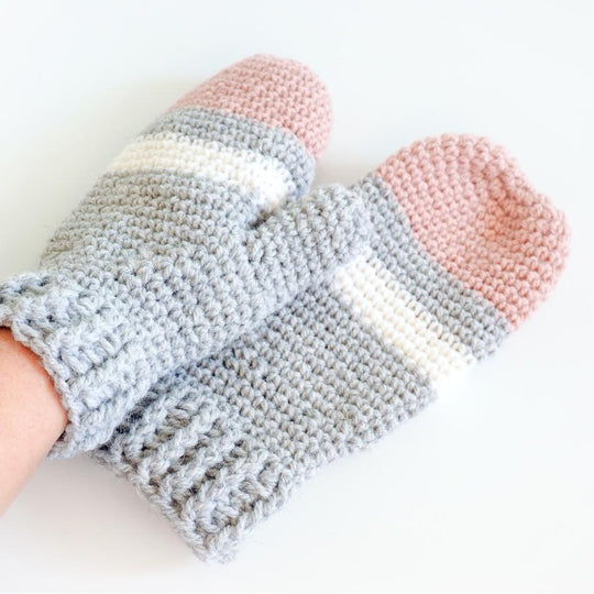 Mixed Stripe Mittens Crochet Pattern