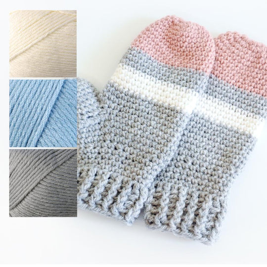 Mixed Stripe Mittens Crochet Pattern