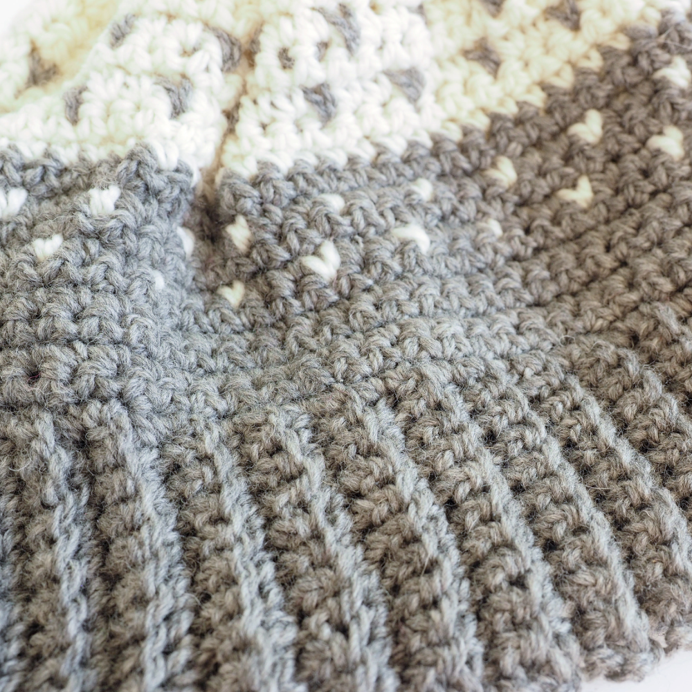 Two Tone Fair Isle Beanie Hat Crochet Pattern