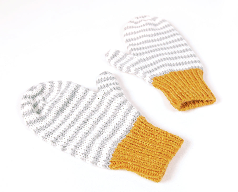 Striped Mittens with Ribbed Cuffs Knit Class