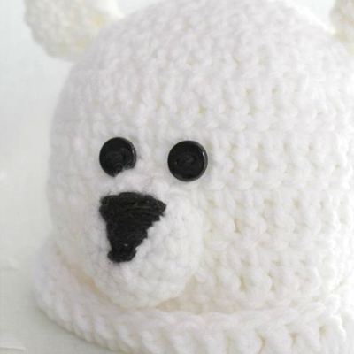 Preemie Newborn Polar Bear Hat Crochet Pattern