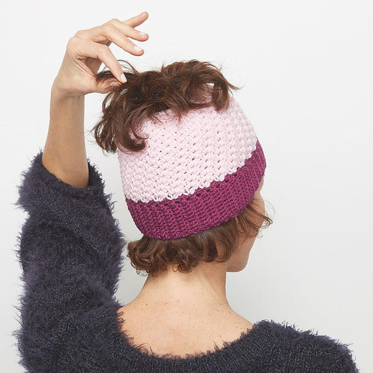 Pretty in Pink Messy Bun Hat Crochet Pattern