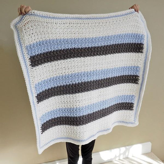 Star Stitch Striped Baby Blanket Crochet Pattern