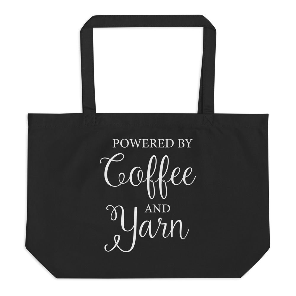 Large organic tote bag - Powered By Coffee And Yarn