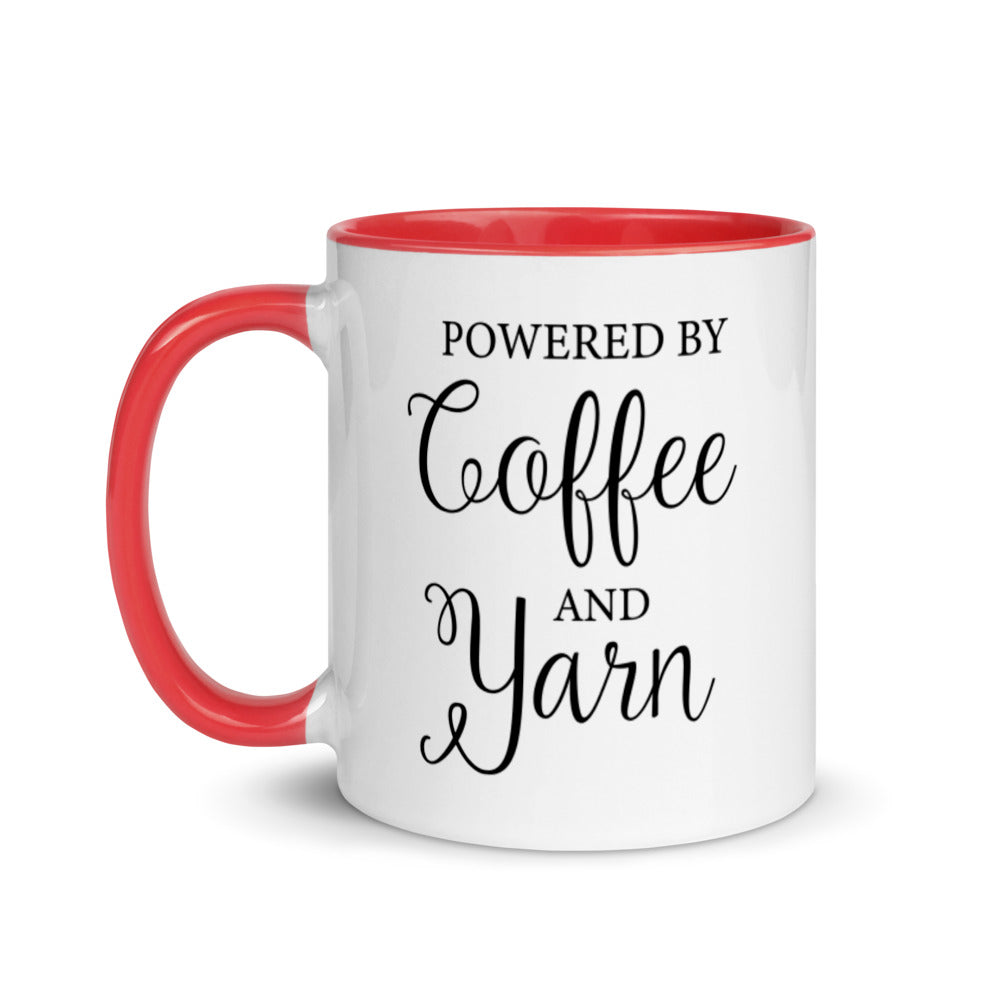 Mug with Color Inside - Powered By Coffee & Yarn