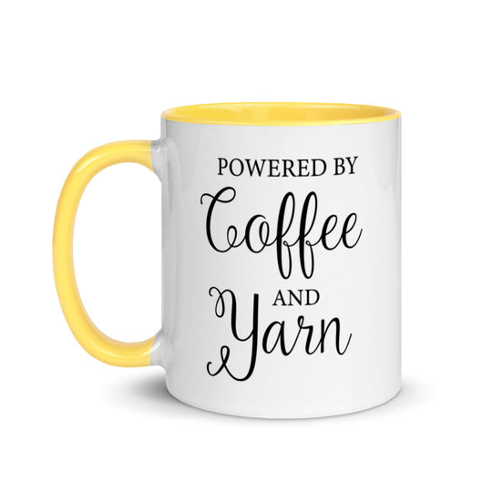 Mug with Color Inside - Powered By Coffee & Yarn