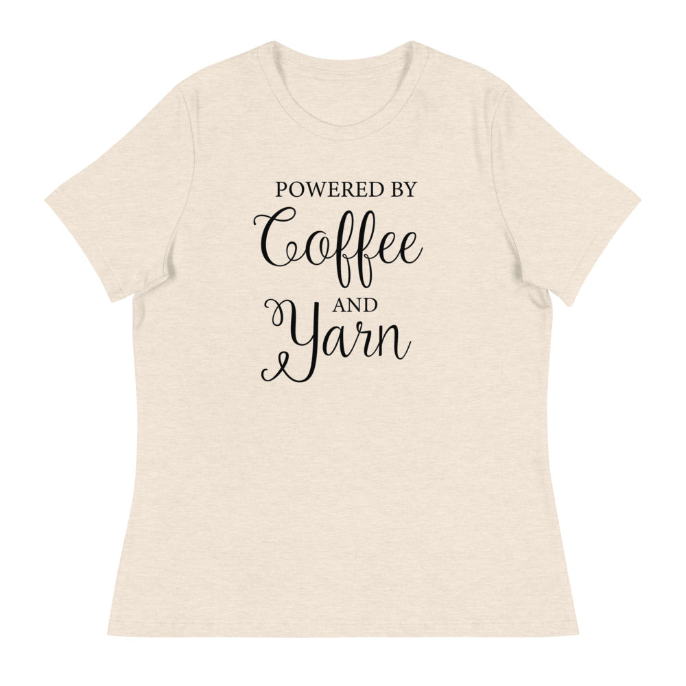 Women's Relaxed T-Shirt - Powered By Coffee and Yarn