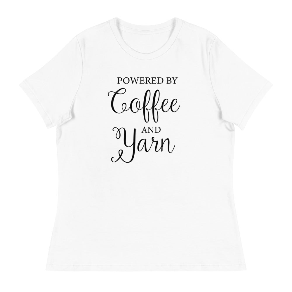 Women's Relaxed T-Shirt - Powered By Coffee and Yarn